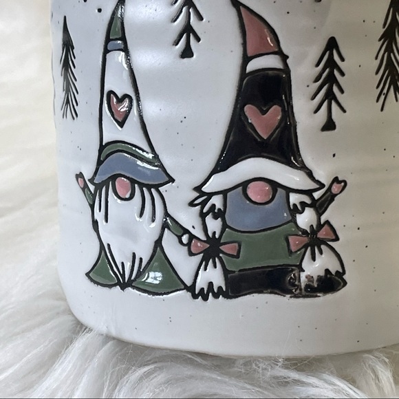 πππSOLDπππCERAMIC GNOME COOKIE JAR Gnome Canister WHIMSICAL MAGICAL WINTER - Picture 2 of 10